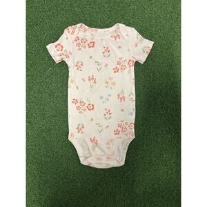 Carters Short Sleeve One Piece Bodysuits Girls Newborn Coral Pink White Set of 2